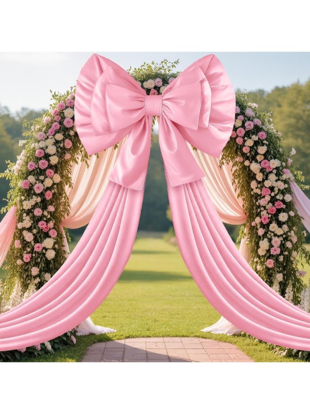 Giant Pink Christmas Bow 55"x118" - Outdoor Holiday Decor, Festive Decoration